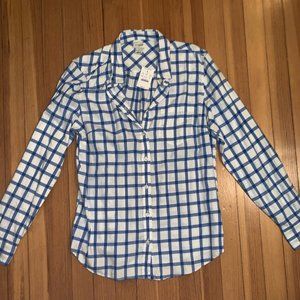 J. Crew Women's Blue Checkered Button Down